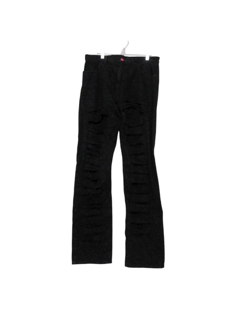 Louis Vuitton Denim Pants Graffiti All Over Print Distressed Jeans Tapered Black